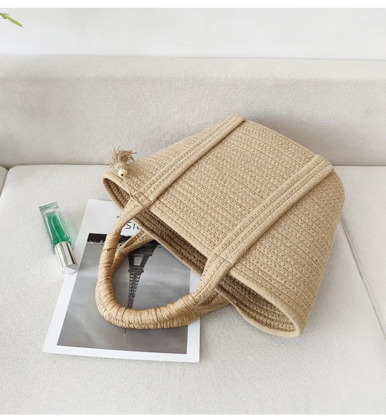 Borse da donna New Ins Simple Fashion Versatile borsa in corda di cotone intrecciata borsa in paglia borsa da spiaggia per le vacanze borse 2024