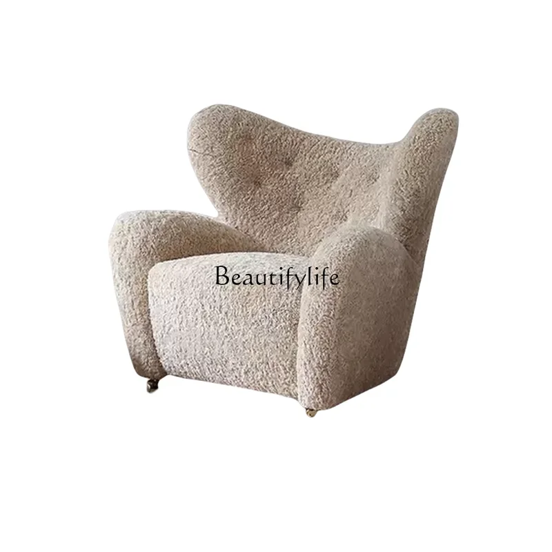 

pg46Medieval cream wind small apartment living room single sofa chair
