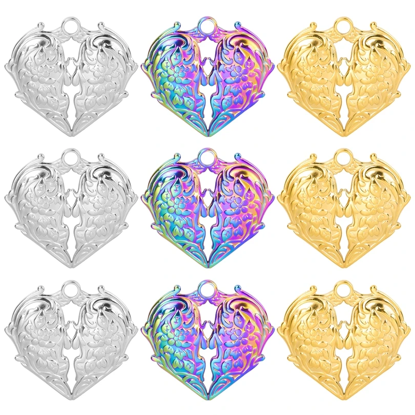 5Pcs Lock Heart Stainless Steel High Quality No Fade Pendant For DIY Bracelet Necklace Jewelry Making Accessories bulk Supplies