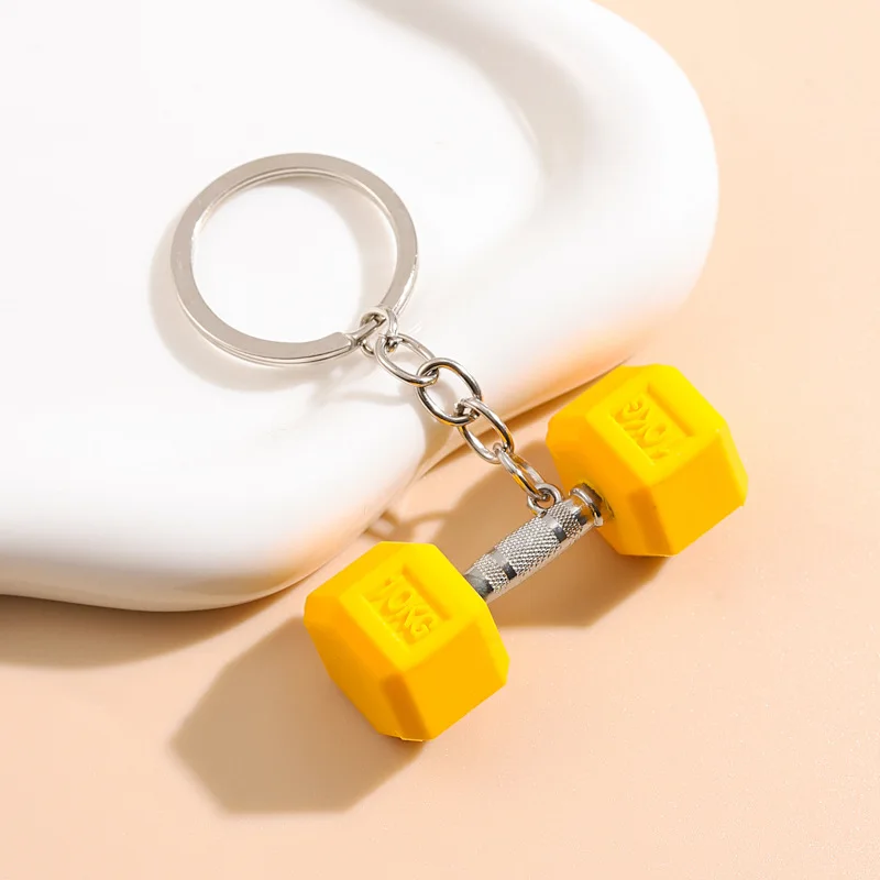 1pc Creative Pvc Dumbbell Keychain Sports Style Car Key Ring Fitness Key Holder Bag Charm Portachiavi Chaveiro Llaveros Hombre