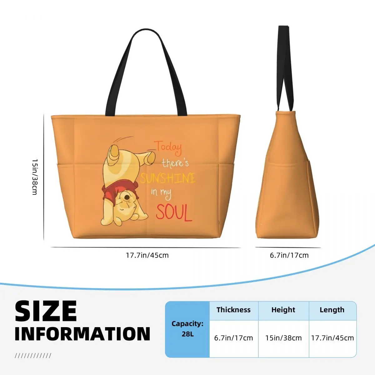 Winnie The Pooh Large Beach Tote Bag Women Waterproof Sandproof Tote Bags for Pool Party