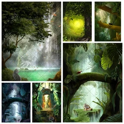 Magic Forest Tree Cave Vertical Section Backdrop Custom Fantasy Party Birthday Photography Poster Studio Decoration Background