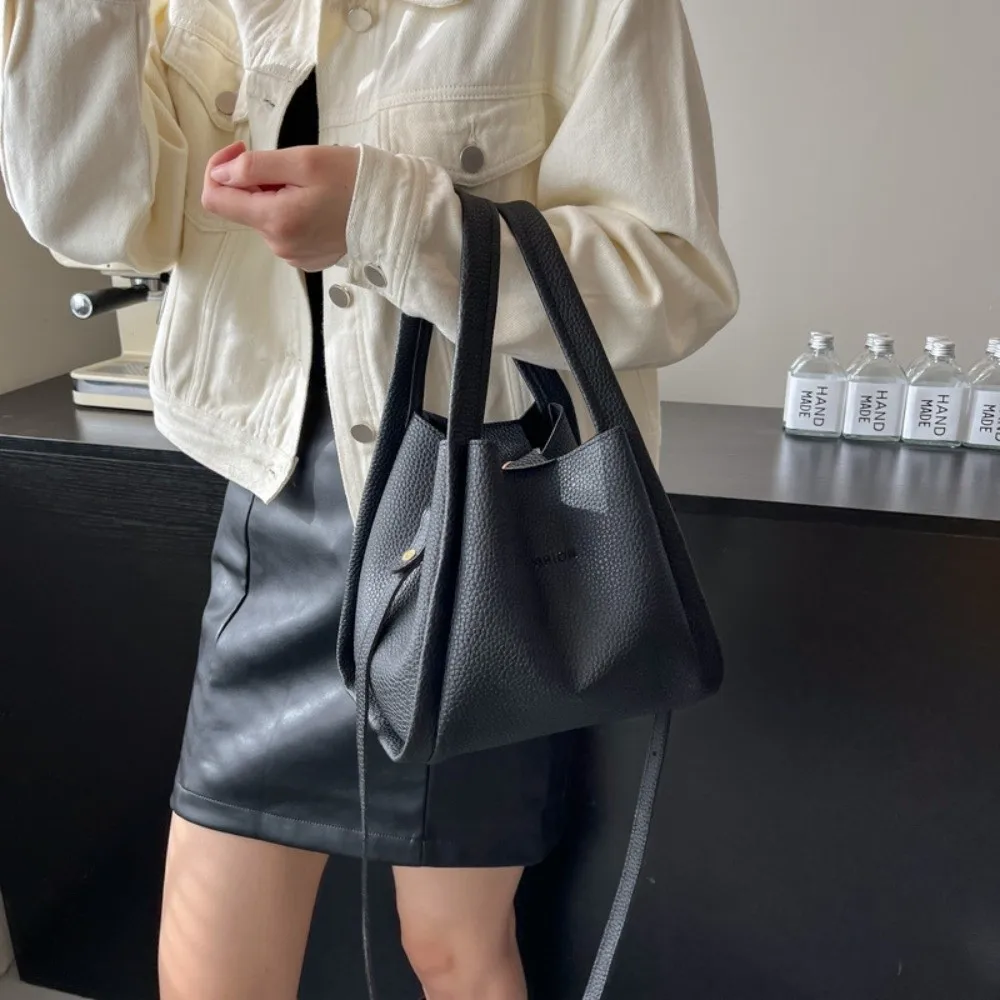 

Solid Color Leather Top-handle Bags Large Capacity Korean Style Female Shoulder Bag Messanger Bag Fashion Crossbody Totes Girls