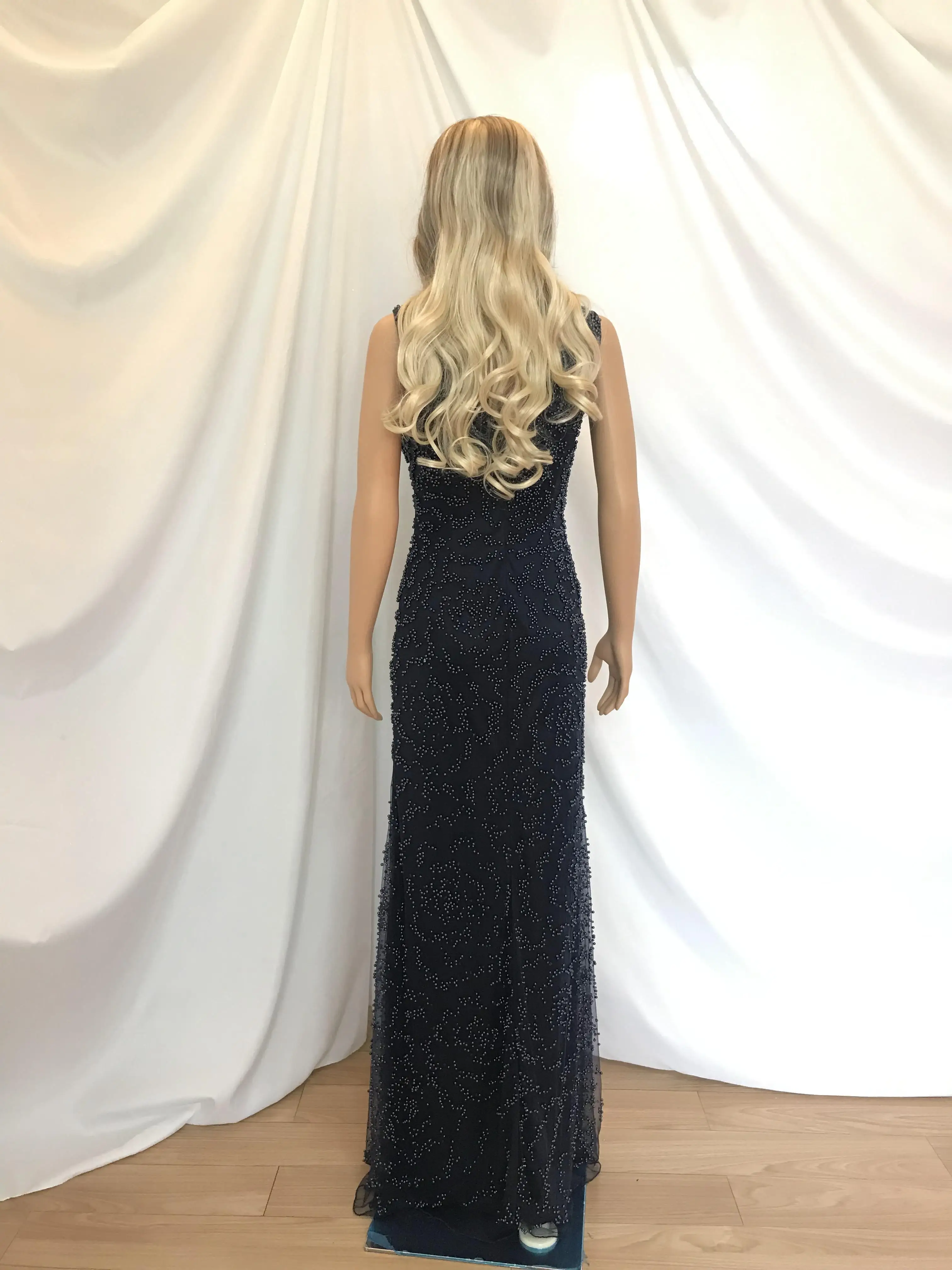 Kisswhite Bridal Stock Cleanrance Navy Blue Pearls V neck mermaid prom gown