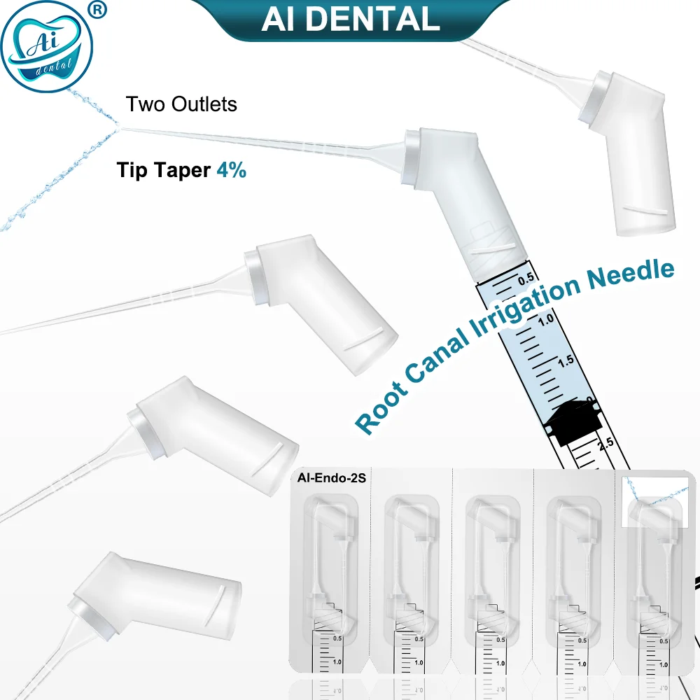 AI-Endo-2S Dental Endo Irrigation Soft Needle Tip Syringe Root Canal Cleaning Disposable Consumables 60° Head 0.3mm 30pcs/box