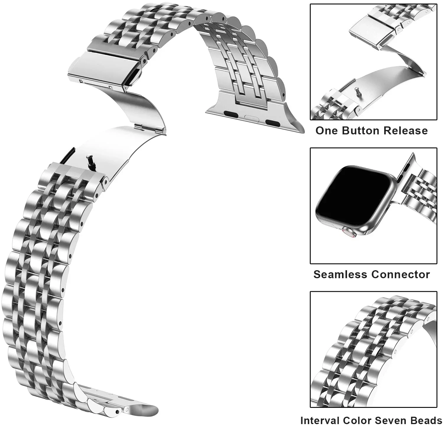 애플 워치용 메탈 스틸 스트랩, 울트라 밴드, 49mm, 44mm, 46mm, 42mm, 워치 스트랩, 아이워치 시리즈 10, 9, 8, 7, 6, SE, 5, 4, 45mm, 41mm