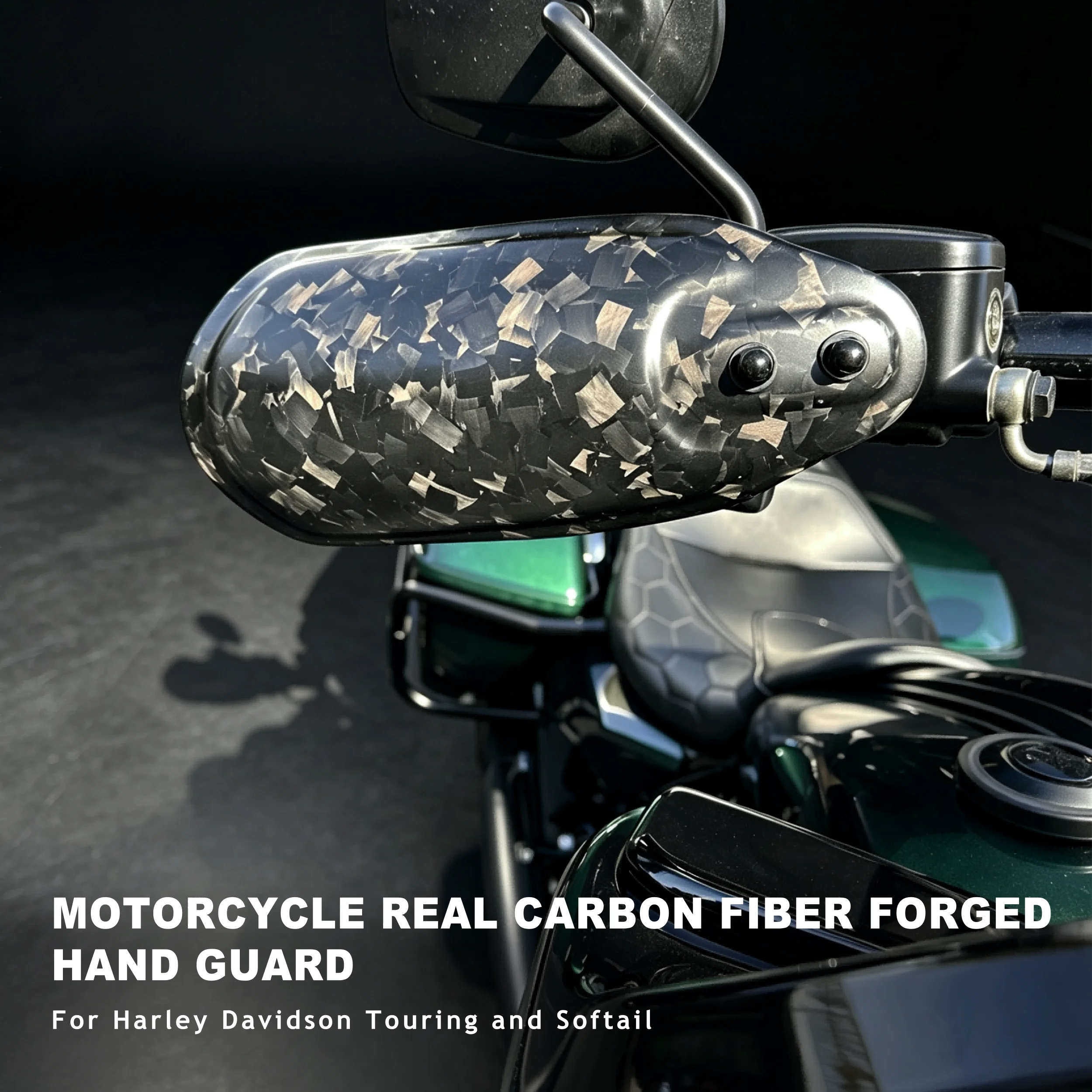 Motorcycle Forged Real Carbon Fiber Hand Guard Handlebar Wind Deflector Protector for Harley Softail Street Bob(FXBB)2018-2020