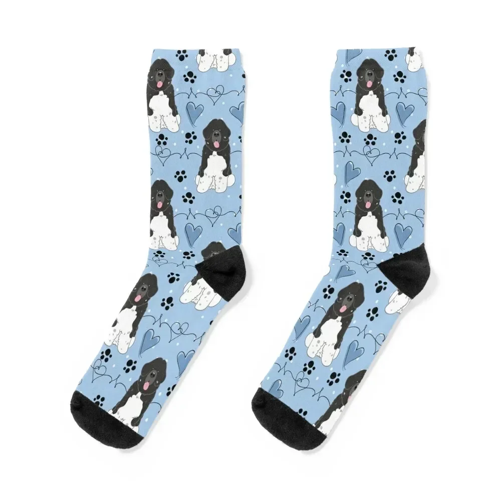 

LOVE Black White Newfie Newfoundland Landseer Dog 6 Socks gifts designer Luxury Woman Socks Men's