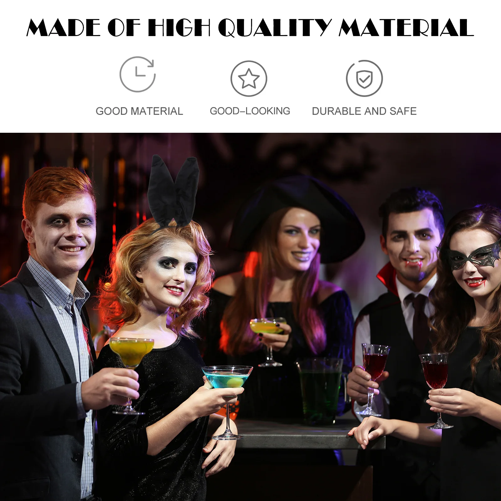 

Bunny Ear Headband Rabbit Ears Hair Bands Black Satin Cosplay Costume Accessories One Size Fits Most Trendy Ladies For Party