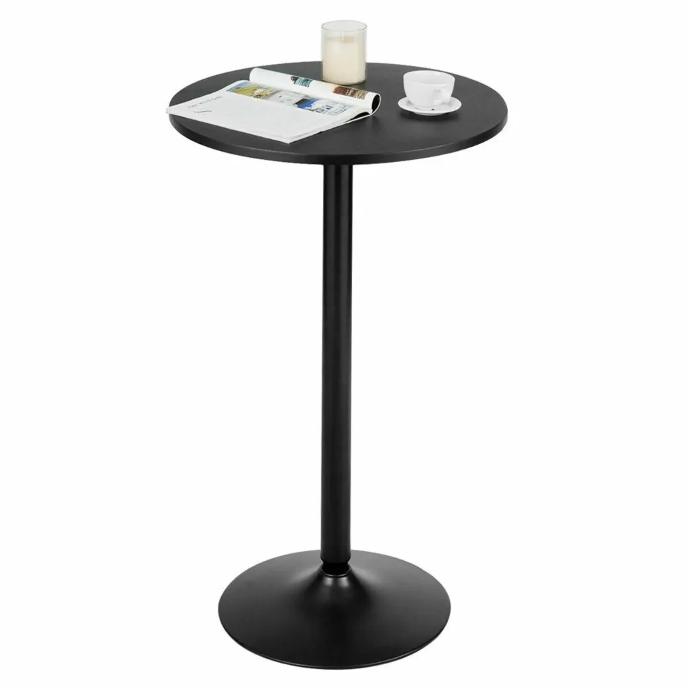 US 24" Round Pub Table Bistro Bar Height Cocktail Table W/Metal Base Indoor Black