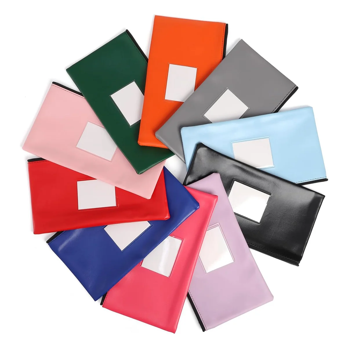 ABNP 10 sacchetti per soldi con cerniera, buste per soldi, sacchetti per depositi bancarie di sicurezza in 10 colori, sacchetti per contanti con etichetta porta soldi