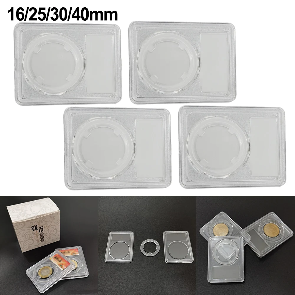 4pcs 16/25/30/40mm Transparent Plastic Coin Holder Coin Collecting Box Case For Coins Storage Capsules Protection Boxe Container