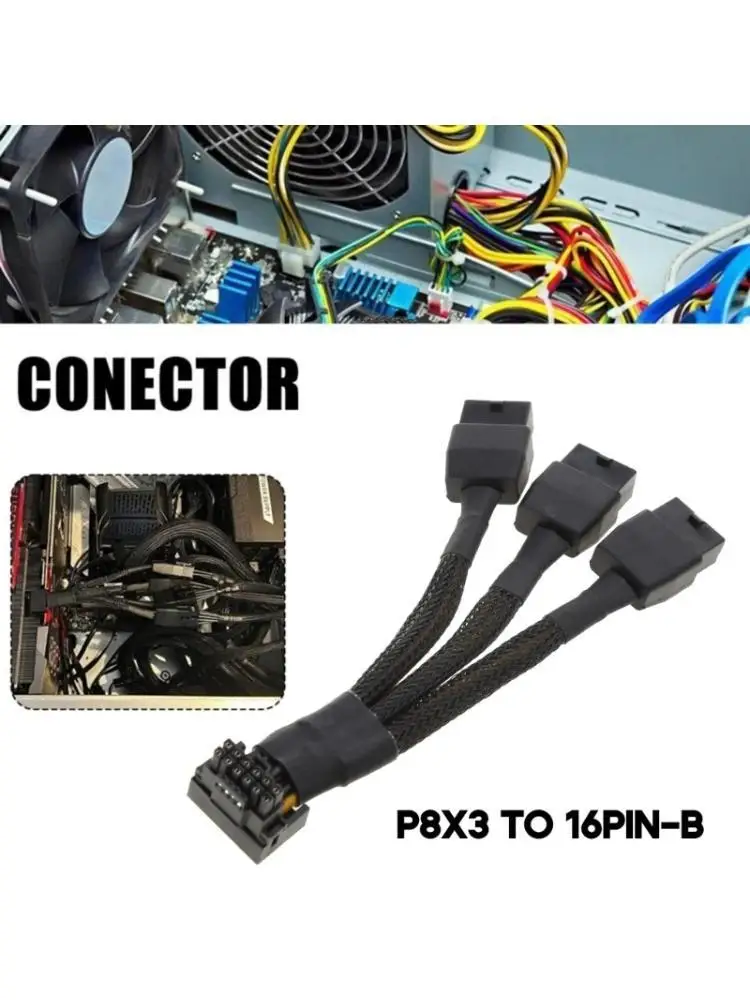 Y1UB PCIE5.0 12VHPWR 90Degree GPU Power Extension Cable 3x8pin 8PIN to 16Pin