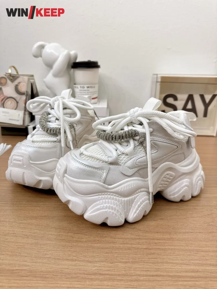 

Women New Outdoor Breathable Mesh Spliced Lace Up Comfortable Thick Platform Running Shoes Sport Sneakers Joggers Training Shoes