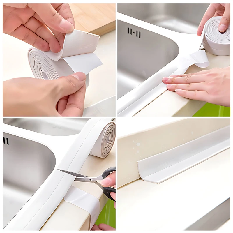 2Rolls Colorful Anti Mold Tape Kit Self Adhesive Sealing Strips DIY Craft Home Bathroom Kitchen Building Renovation Supplies ZYF view 5