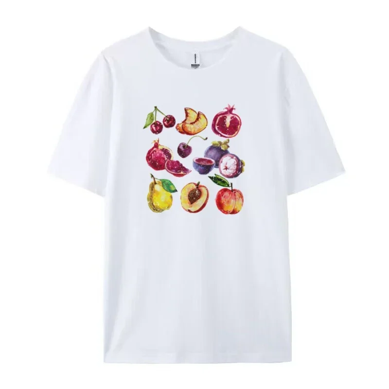 الرجعية الفاكهة الجرافيك تيز خمر Cottagecore الجمالية تي شيرت لطيف نباتي تي شيرت الإناث فضفاضة قصيرة الأكمام الصيف النساء بلايز #1