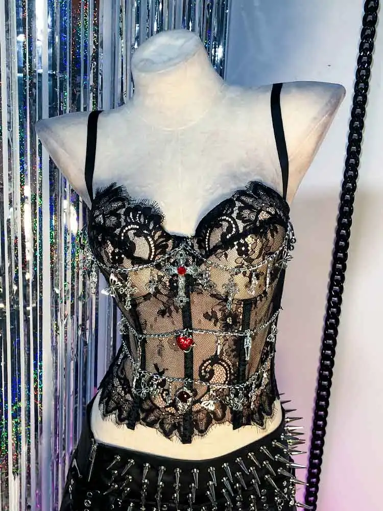 

Eco 80s Rave Outfits Harajuku Emo Hand Made Y2K Halter Camisole TOPS E-Girls Grunge Goth Gothic Tank Kawaii DIY Punk Rock