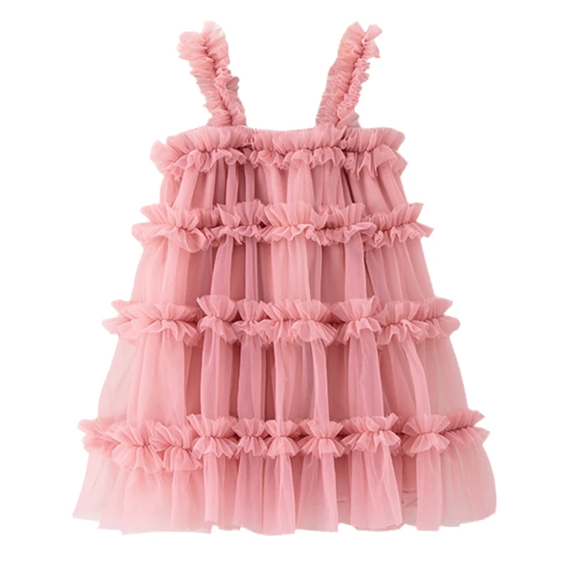 

Fall Summer New Girl Lace Strap Tutu Dress Cute Mesh Puff Princess Dress for Baby Girls 2-6Y Birthday Party Dresses Wholesales