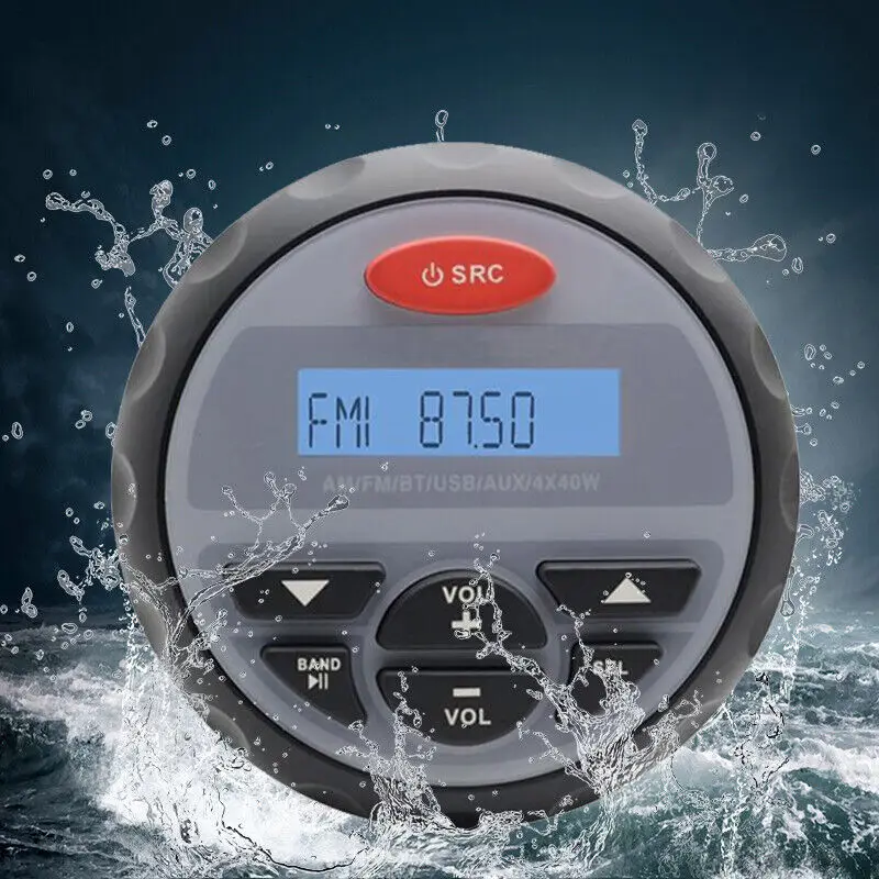 

Herdio Waterproof Marine Stereo Bluetooth Radio Motorcycle Boat Audio USB MP3 Sound System FM AM Receiver For RZR ATV UTV RV DC