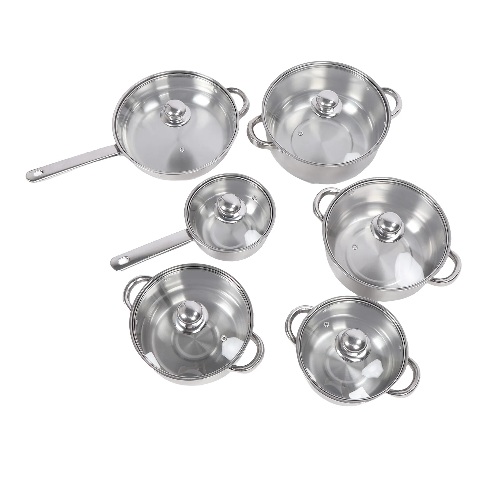 ステンレス鋼の鍋とフライパンセット 蓋付き調理セット 長持ちする厚みがあり、お手入れが簡単 キッチン用多機能