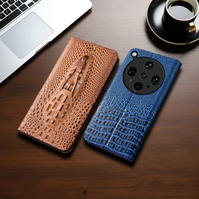 

Crocodile Head Flip Book Cover For OPPO Find X8 X8S X7 X6 X5 X4 X3 X2 Pro Lite Neo Ultra Genuine Leather Phone Case