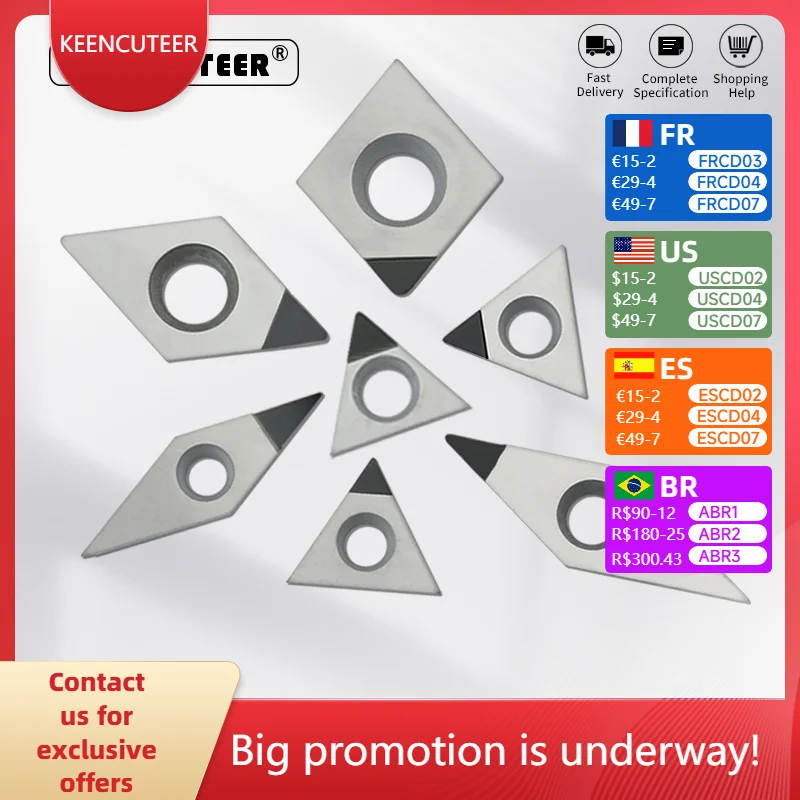 

1 шт. Алмазный токарный инструмент PCD односторонняя индексируемая вставка DCMT070204 CCMT VCMT TPGH DCGT11T302 токарный инструмент для вставок с ЧПУ