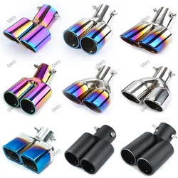 Dual Outlet Stainless Steel Car Exhaust Tip, Auto Silenciador, Modificado Universal Tubo de Escape, Cauda Chrome Trim, Inner, 1, 5-2, 4 Polegada