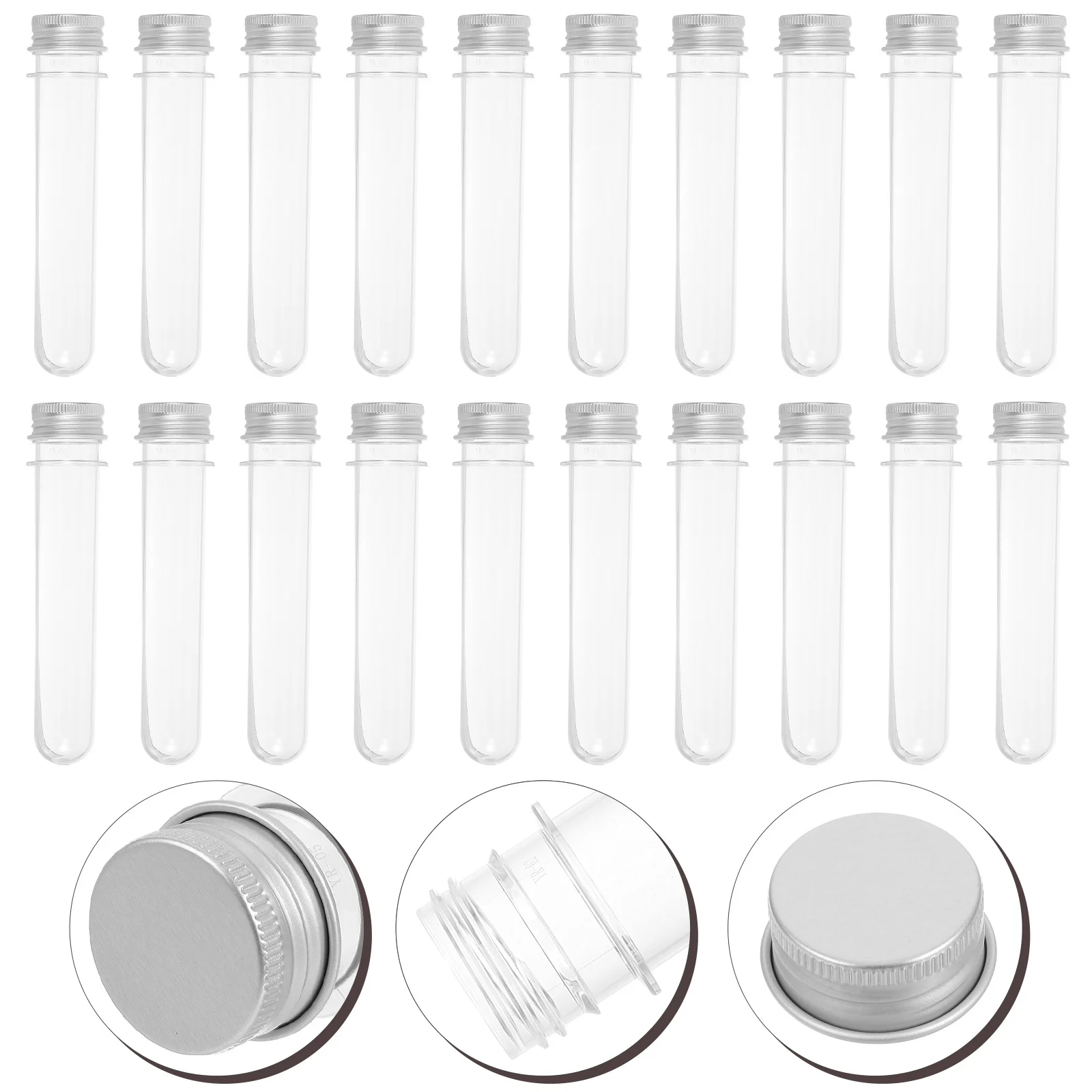 20 Stuks Doorzichtige Plastic Reageerbuizen 45Ml Huisdier Cilindrische Containers Schroefdoppen Voor Wetenschapsexperimenten Hydrocultuur Planten Opslag