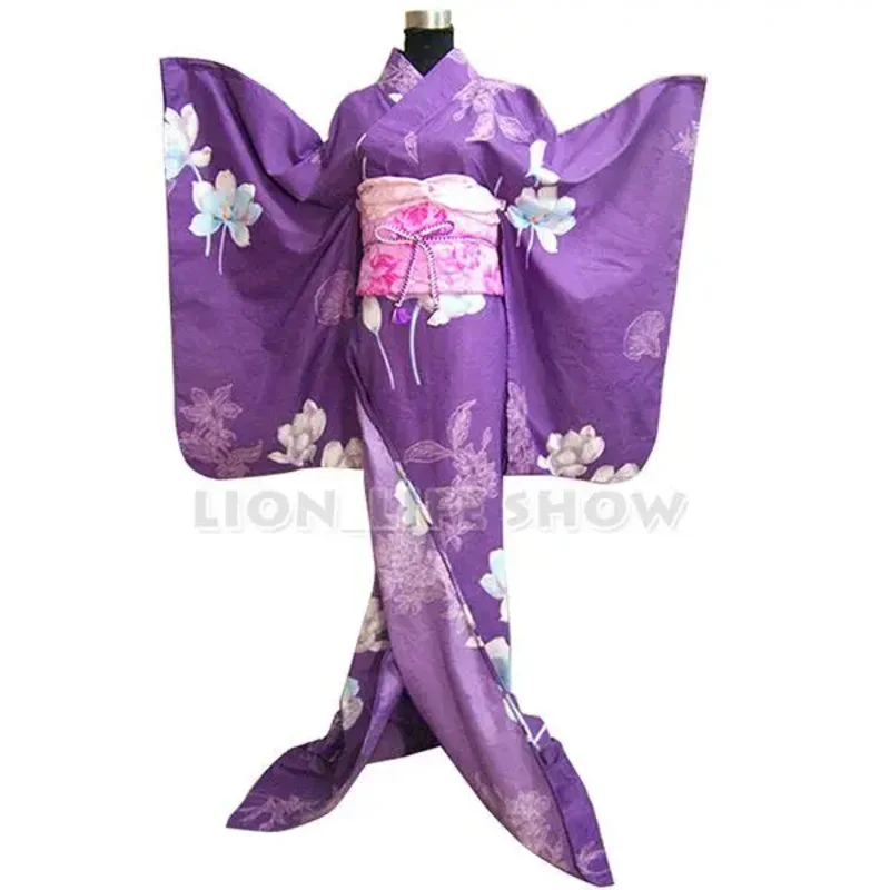 Kimono Japonais Traditionnel à Fleurs Furisode pour Femme, Longue Robe Cosplay, Tenue de Costume