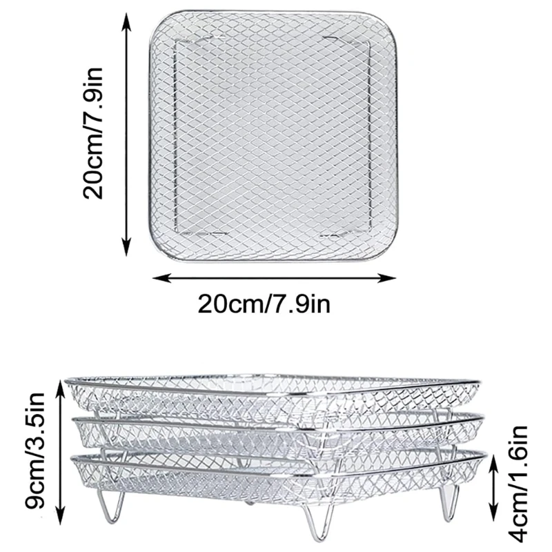 Multi-Layer Air Fryer Rack เครื่องขจัดน้ำออกจากอาหารยืนสแตนเลสผู้ถือขนมปังปิ้ง