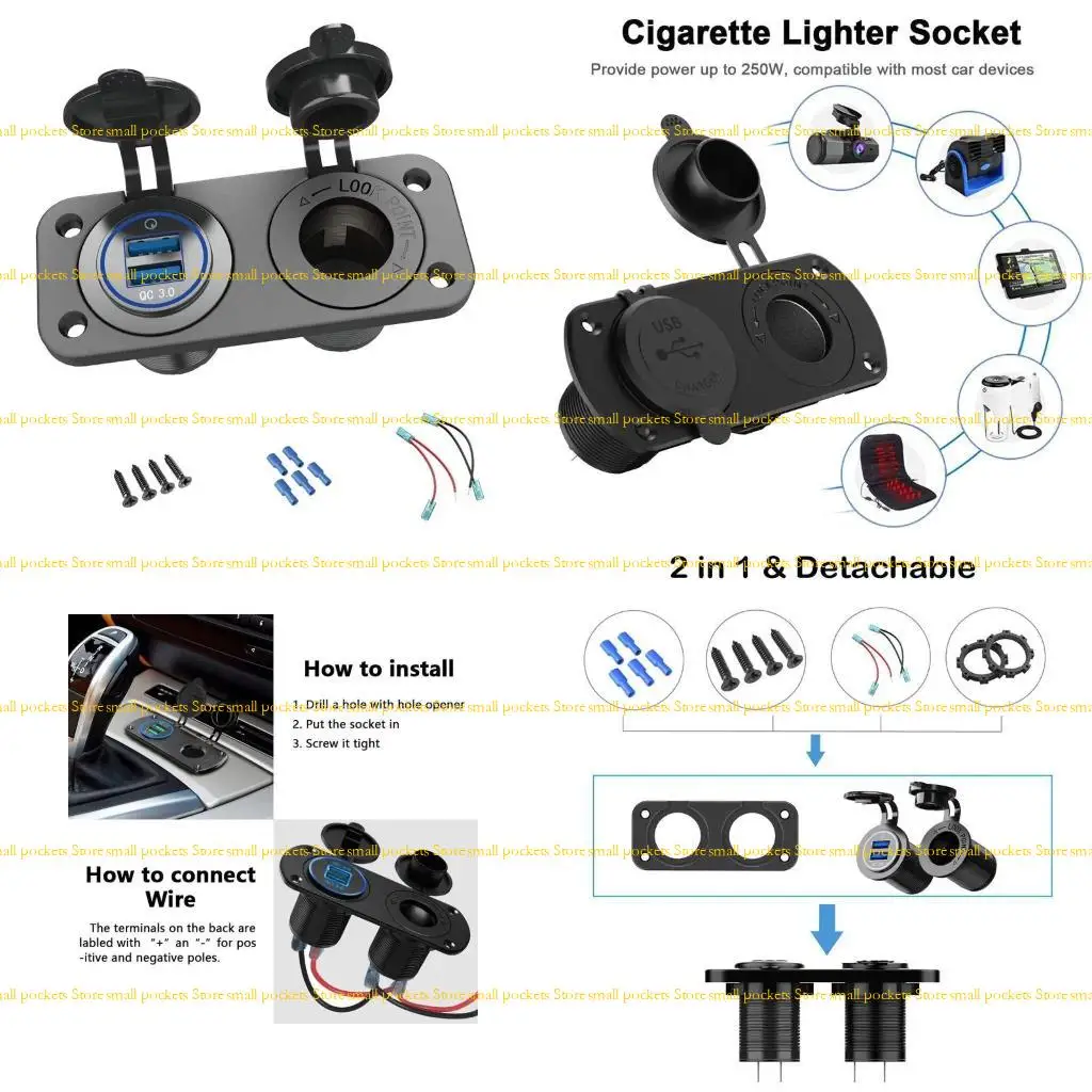 

R1WD Quick 3,0 12 В USB-розетка Водонепроницаемая двойная USB-разъем для зарядного устройства с сенсорным переключателем