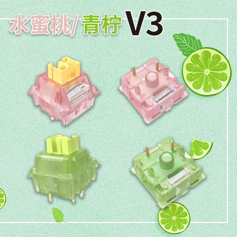 

Outemu Silent Peach V3 Switch Lubed Silent Lemon V3 Switches Mechanical Keyboard Linear Tactile 5Pin Hot swap PA66 Pre Lubed POM