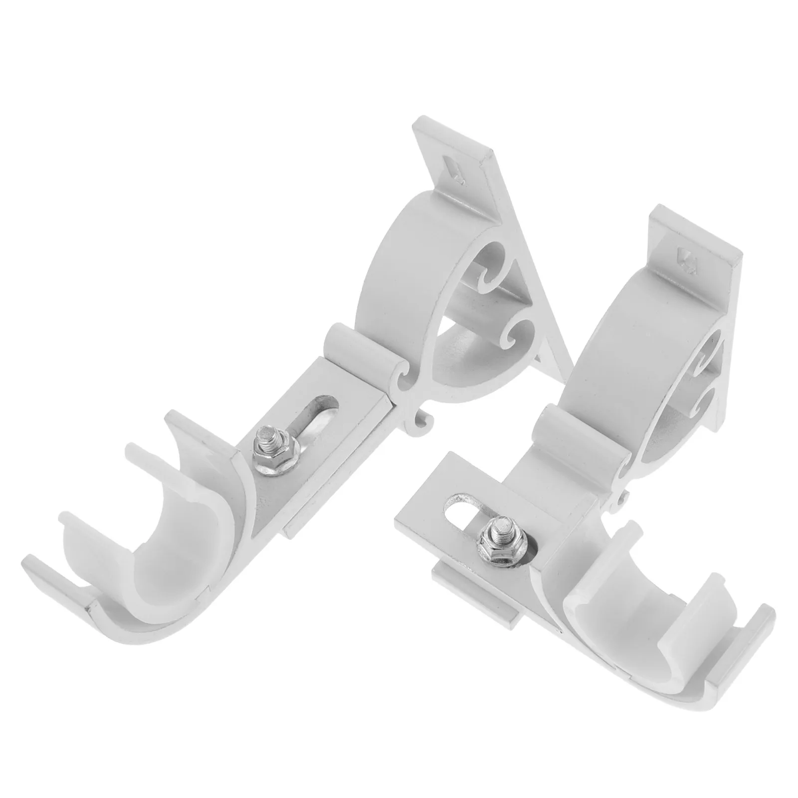 2Pcs Sturdy Aluminium Curtain Rod Holder Brackets Wall Mounted No Drill Installation Quick Fit Living Room Bedroom Office Heavy