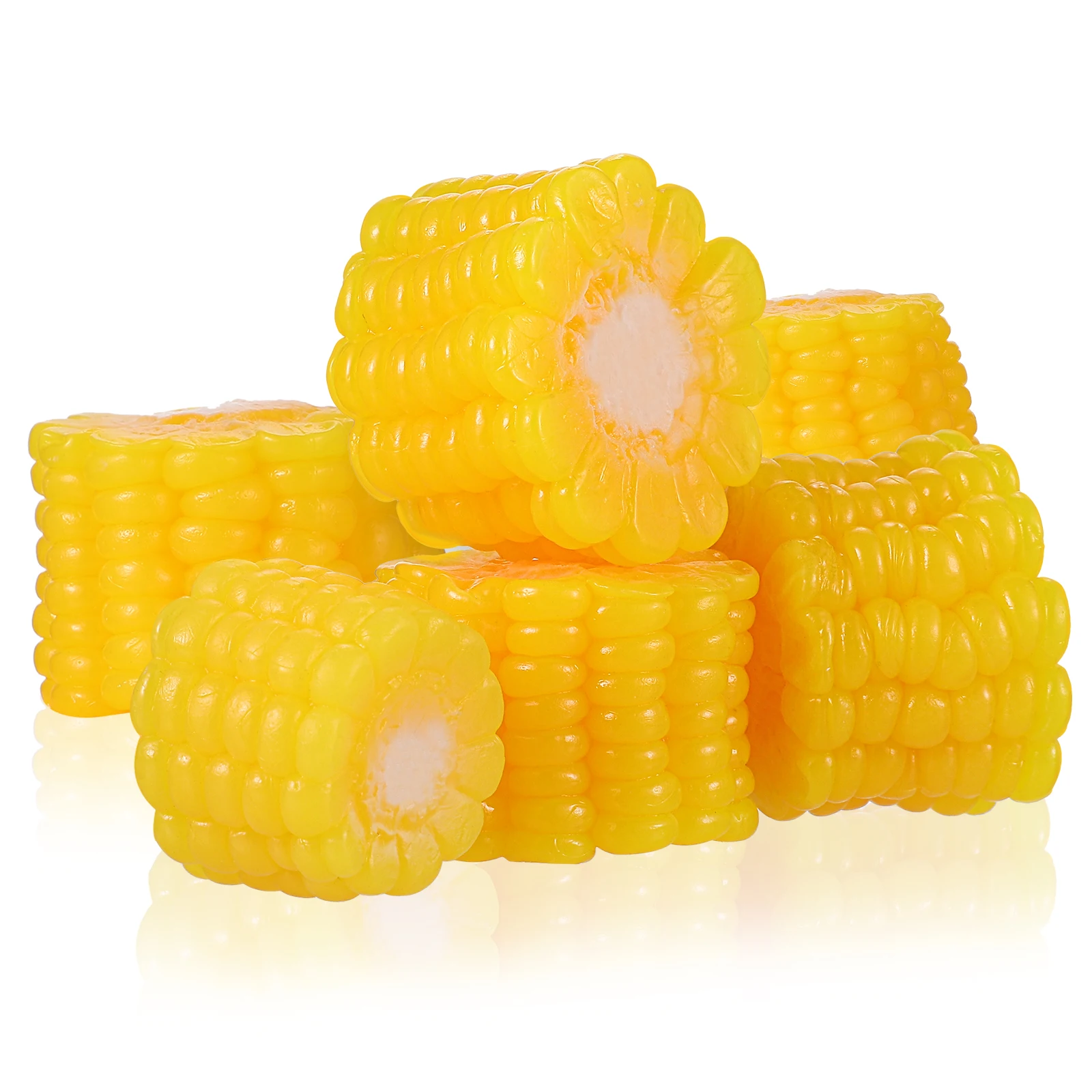 

6pcs Artificial Corn Slices Realistic Fake Food Props Lightweight Portable Vivid PVC Small Size Easy Storage Photo Teaching