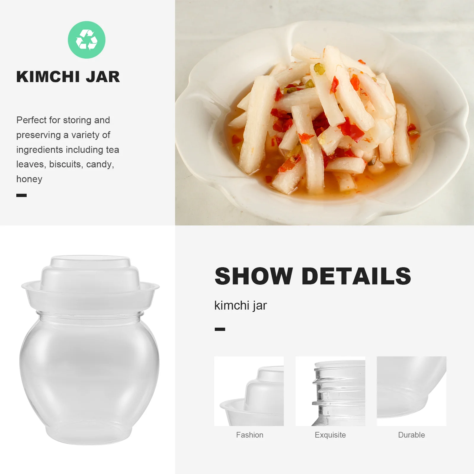 Jar Pickle Fermentation Container Fermentingstorage Sealingkimchi Jars Pot Clear Pickling Tank Paocai Canister Traditional