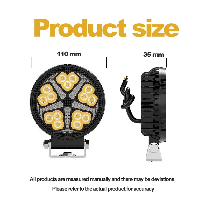 Led Work Light Bar 4“ Round Spotlight 12V-24V Waterproof 45W Work Light Headlight For Truck OffRoad Night Driving Light For SUV