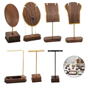 1ชิ้นเครื่องประดับชั้นวางสร้อยคอต่างหูเครื่องประดับไม้ทองแดงอุปกรณ์ประกอบฉากการแสดงเครื่องประดับบูธถ่ายภาพ