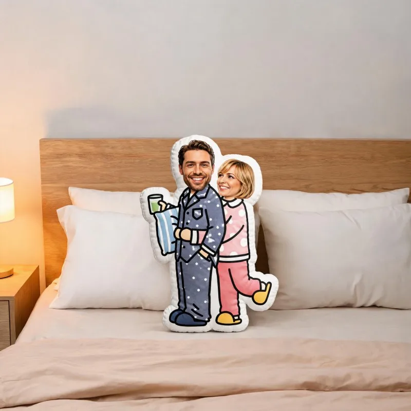 Personalized Couple Photo Shaped Pillow, Custom Style Decorative Cushion, Unique Home Decor Accent for Sofa & Bedroom, Romantic