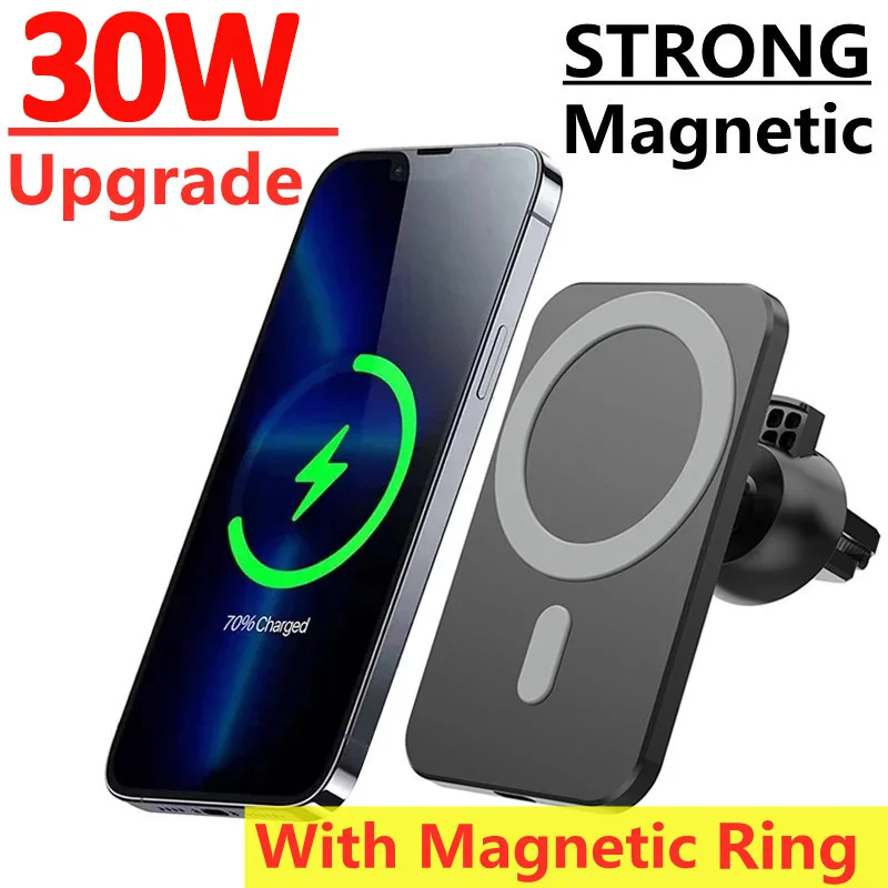 30W Car Magnetic Wireless Chargers Car Phone Holder Stand for iPhone 14 13 12 Pro Max 8 Mini Car Charger Fast Charging Station