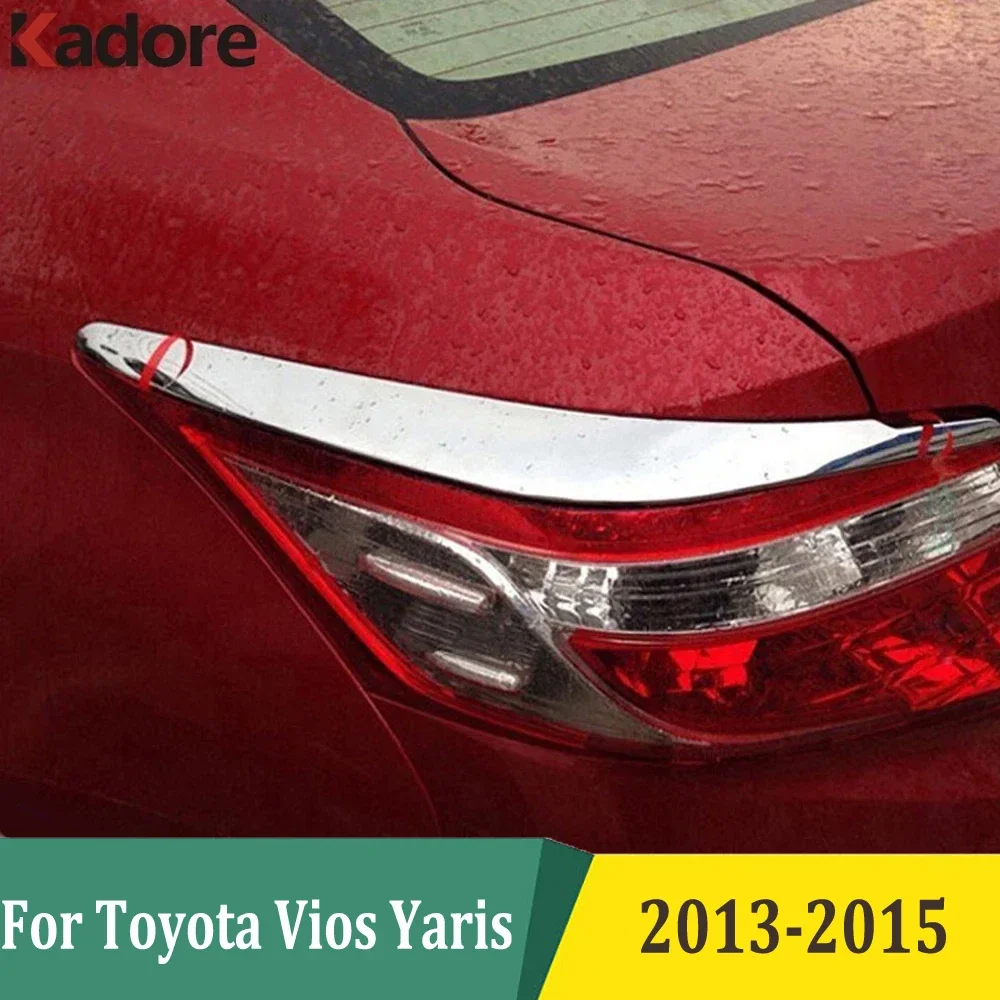 

For Toyota Vios Yaris 2013 2014 2015 Sedan Chrome Taillight Strip Cover Trim Rear Tail Light Lamp Protector Car Accessories