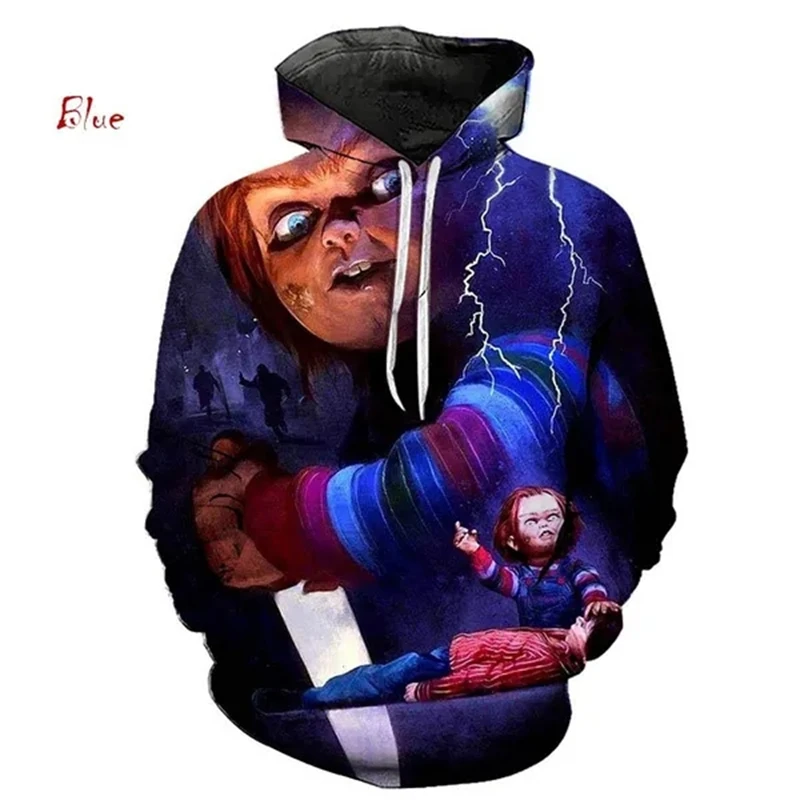 Bride of Chucky Movie 3D Graphic Hoodies Unisex Long Sleeve Casual 3D Printed Sweatshirt Hooded Sweatshirts for Men Women Tops