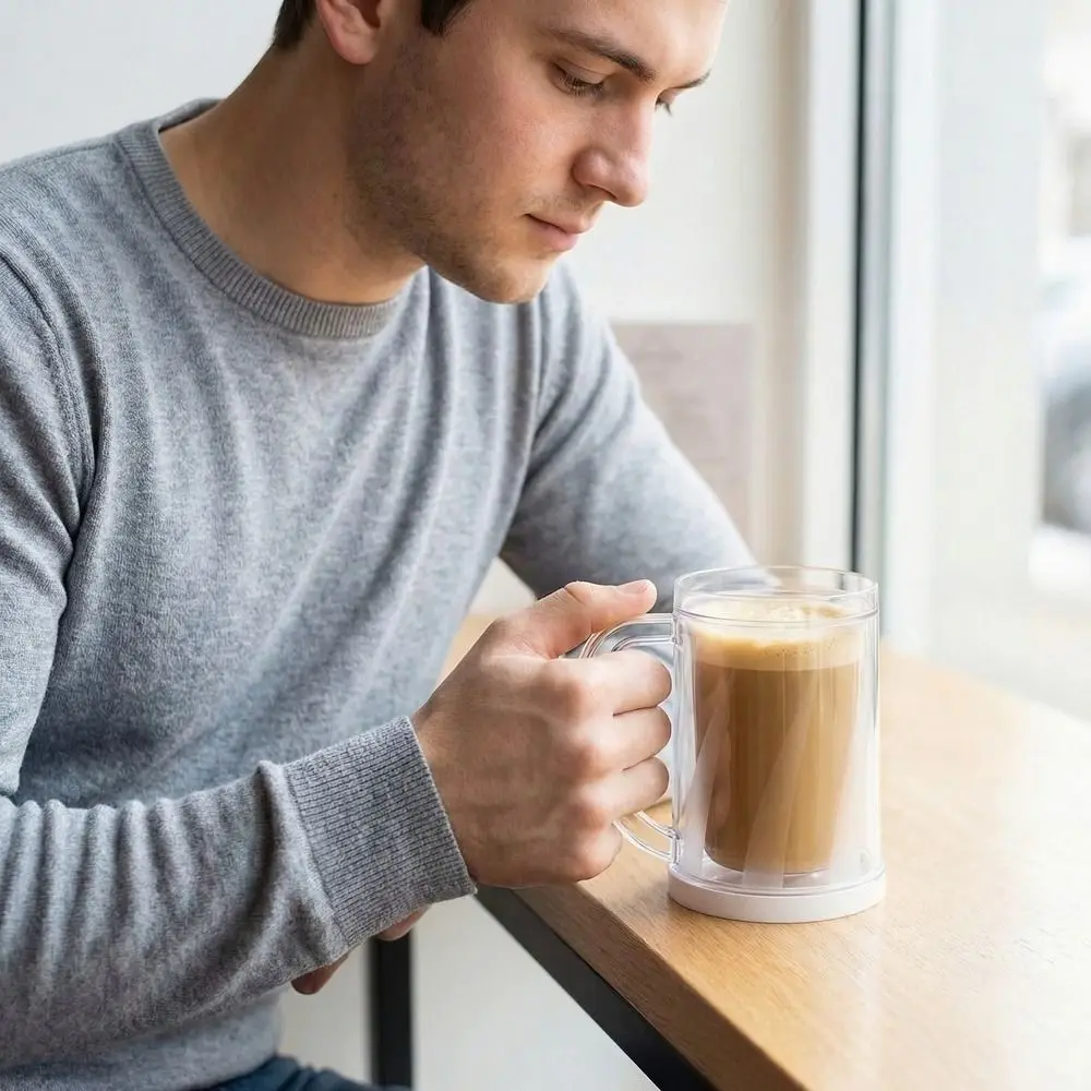 Plastic Cold Drink Chilled Cups Washable Leak-Proof Freeze Beer Glass Transparent Large Capacity Double Interlayer Cup
