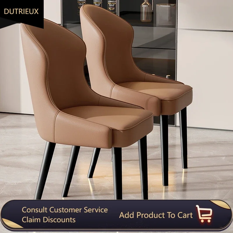 

Leather Minimalist Dining Chair Metal Italian Occasional Modern Dining Chairs Hotel Design Chaises Salle Manger Home Furniture