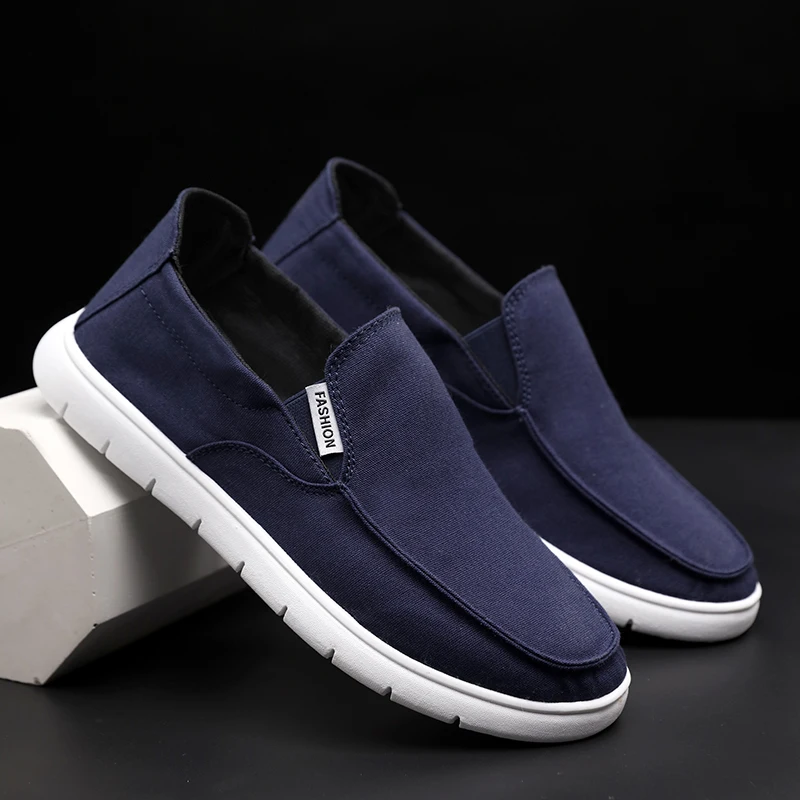 Soft Men Shoes Fashion Flats Canvas Shoes Summer Breathable Platform Mens Casual Vulcanized Shoes Autumn Slip on Man Sneakers