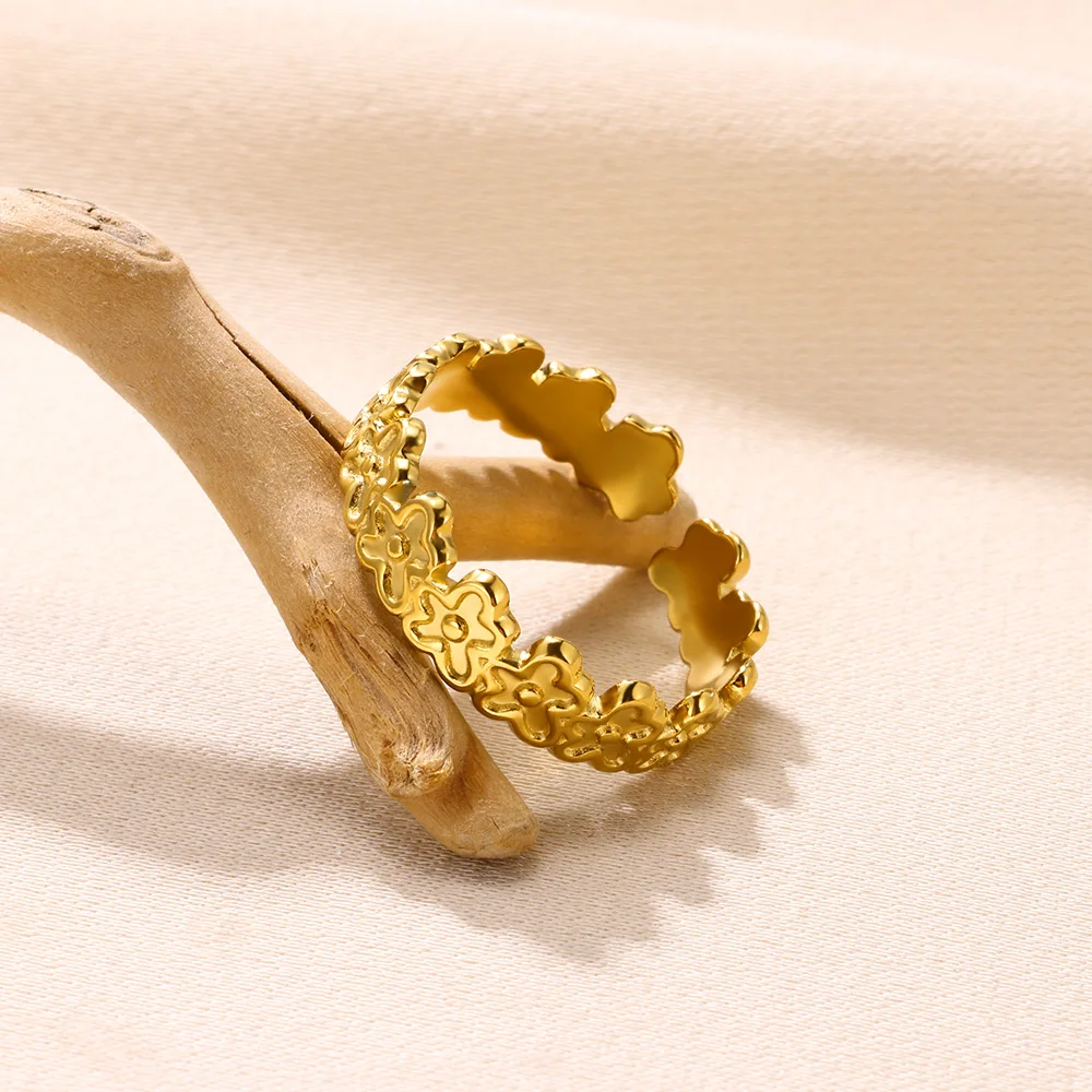 Gold Color Stainless Steel Adjustable Sun Moon Rings Wedding Rings For Women Girl Anillos Love Jewelry Daily Wearing Accessories