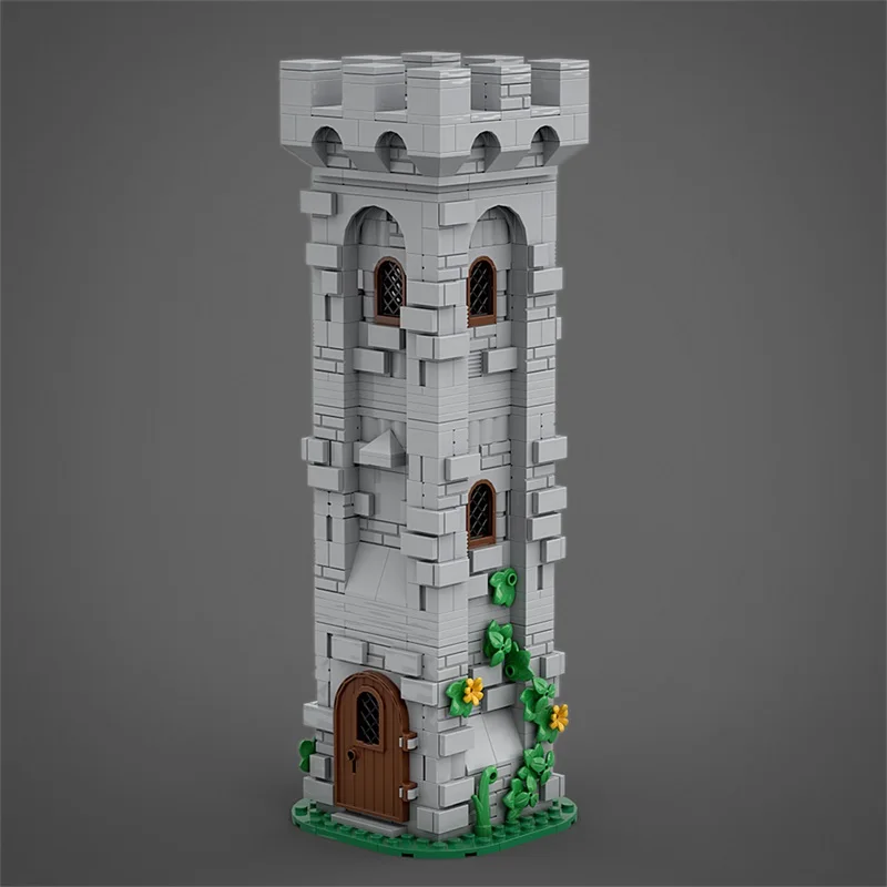 

MOC Medieval Lion Knight Watch Tower Architectural Model Building Blocks Castle Observation Deck Bricks Assembled Toy Kids Gift