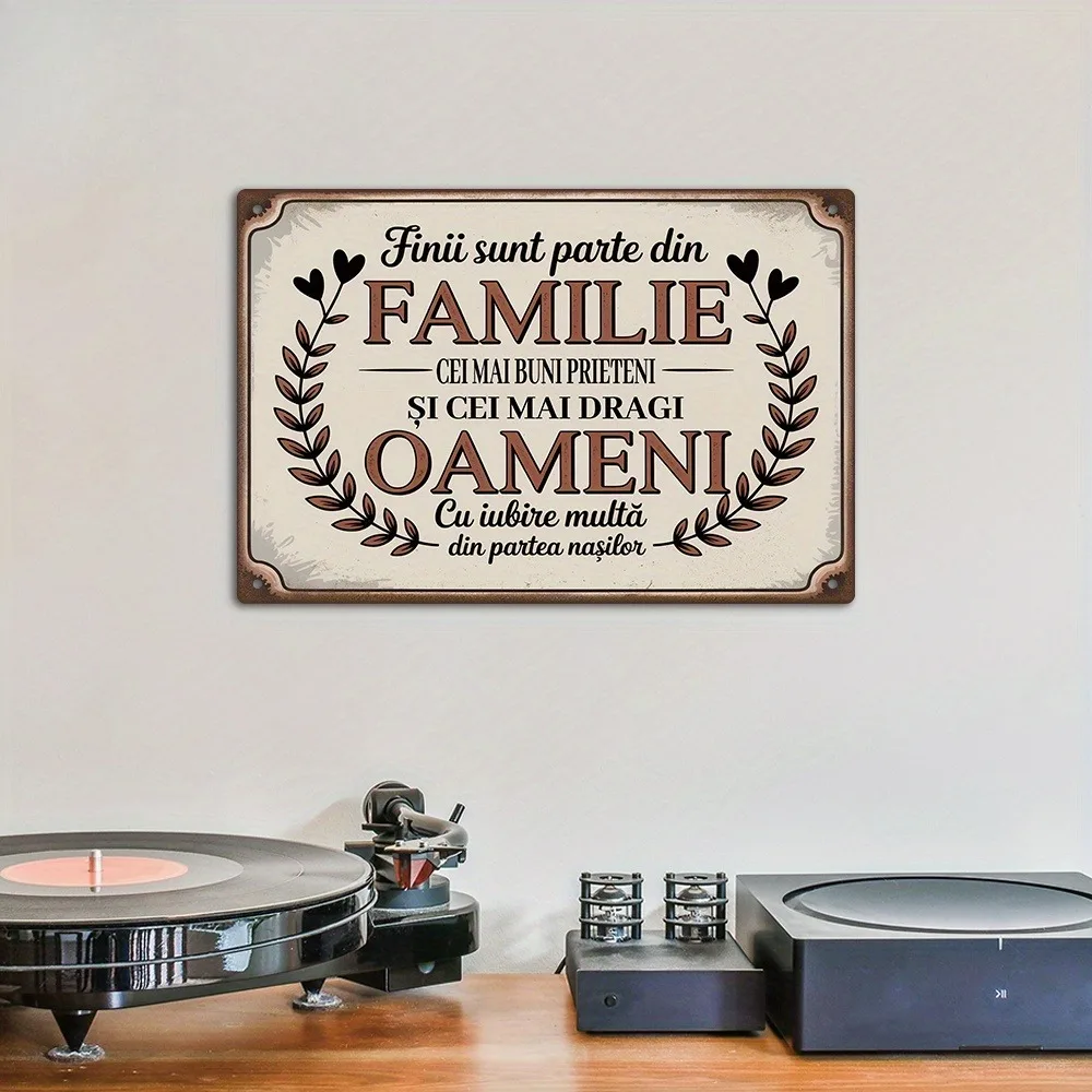 CIFBUY Vintage Romanian Family Heritage Sign Aluminum Wall Art Waterproof Rustproof Home Bar Cafe Office Decor