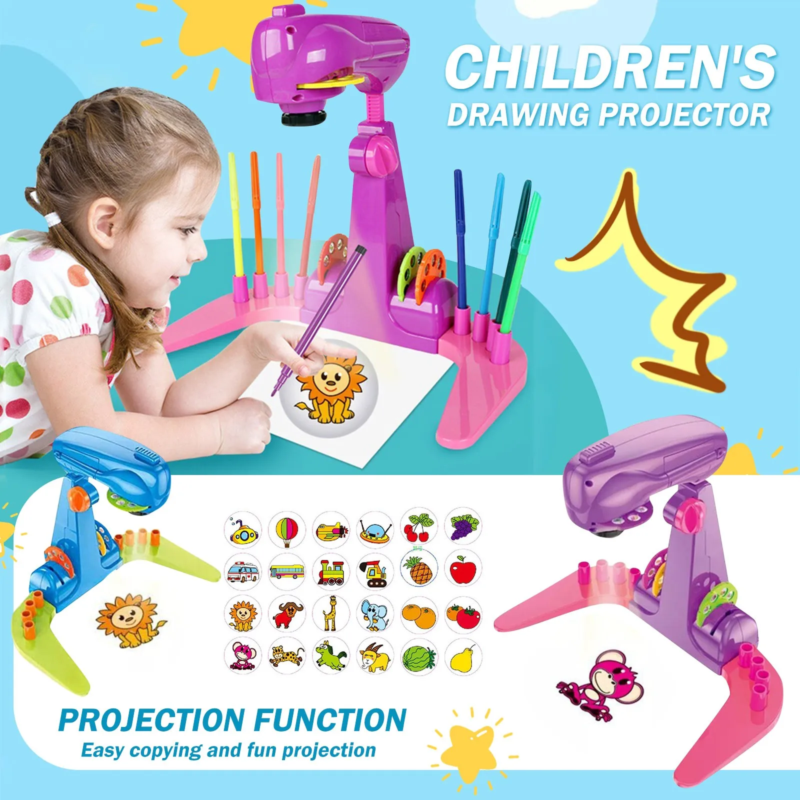 

Multifunctional Projection Drawing Board Kids Toys Children Drawing Projector Toys Puzzle Projection Drawing Board Graffiti Toys