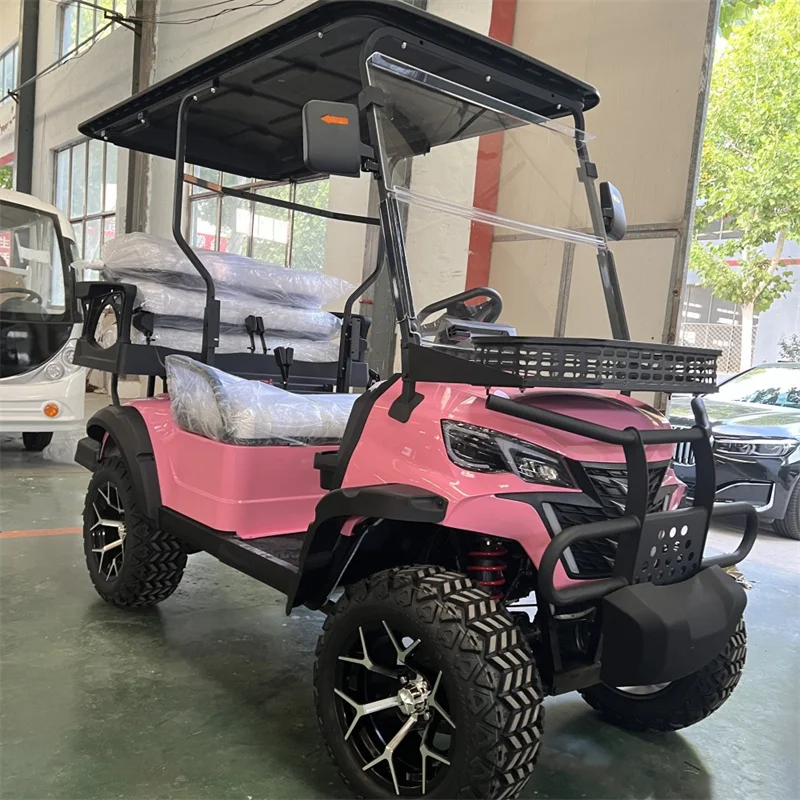 Carrinhos de golfe elétricos para adultos, 4 lugares, alumínio liga Hub, carrinho de golfe, carro do clube caça Buggy, luxo, fábrica direta, venda quente