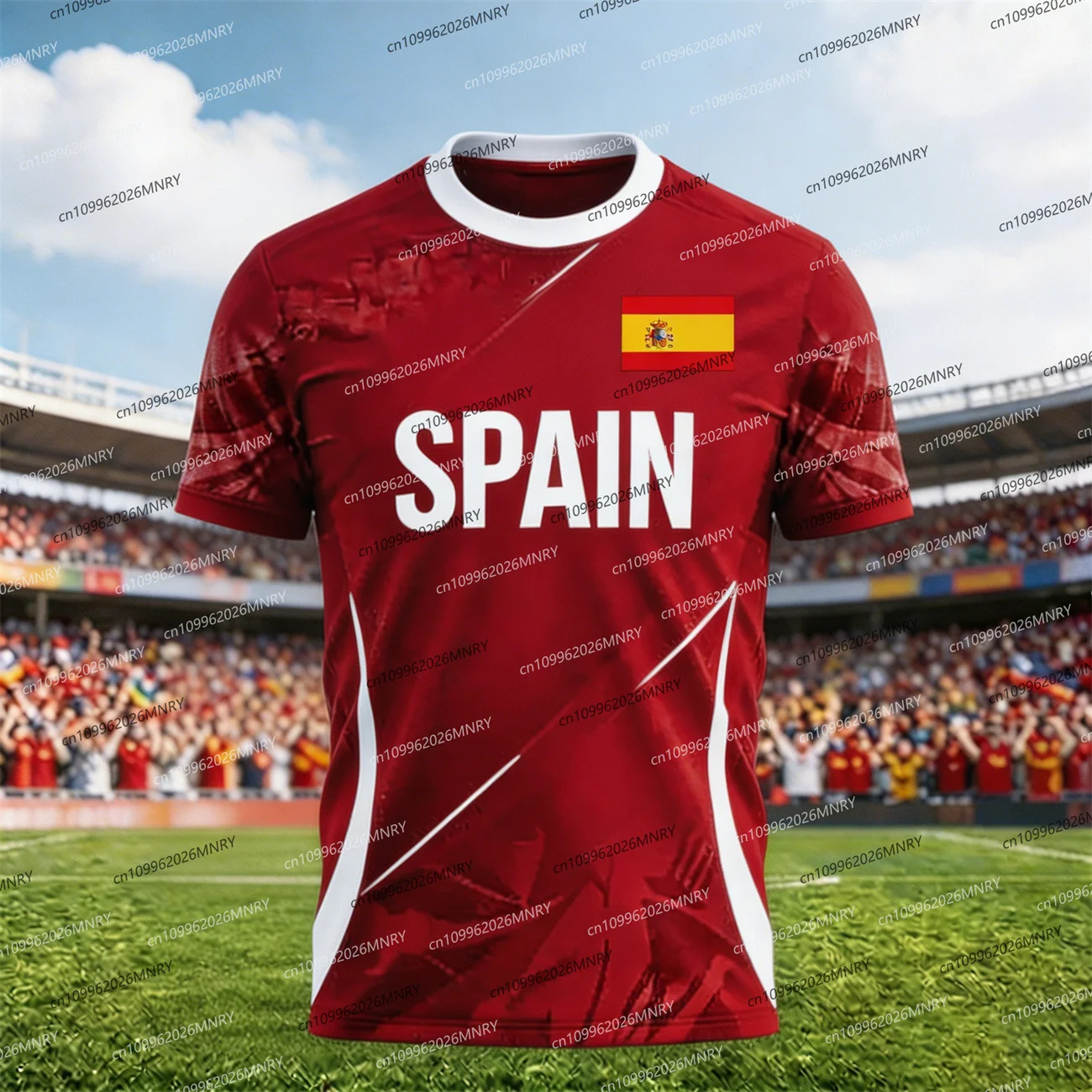 2026 Spain Flag Emblem tshirt Fan Jersey Men T Shirt Spain Soccer Jersey T-shirts For Men Spain Jersey Fashion Men's clothing - view 4
